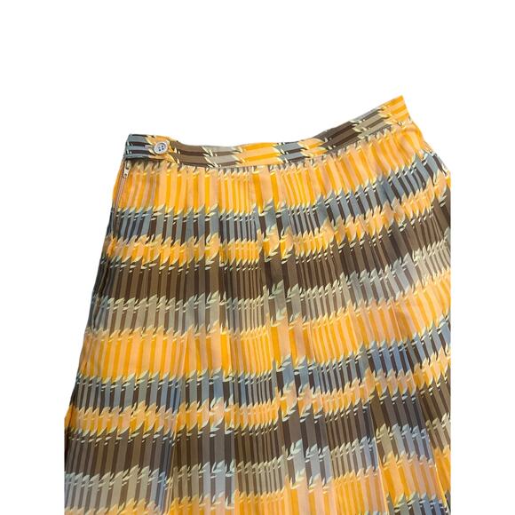 Vintage S Women Yves Martin France Pleated Printed Midi Skirt Striped Retro - Picture 6 of 6